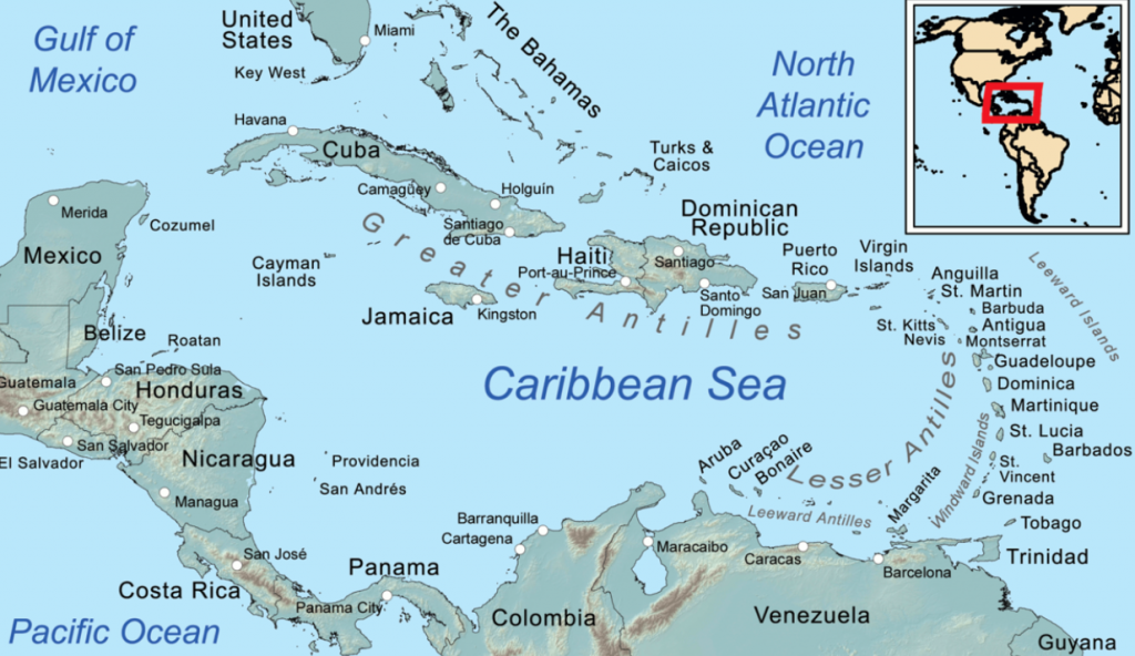 What countires assemble up the Caribbean？